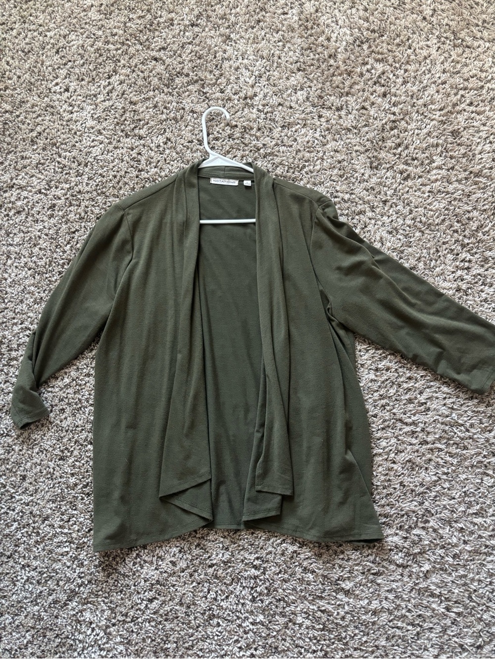 Notations Olive Open-Front Lightweight Cardigan